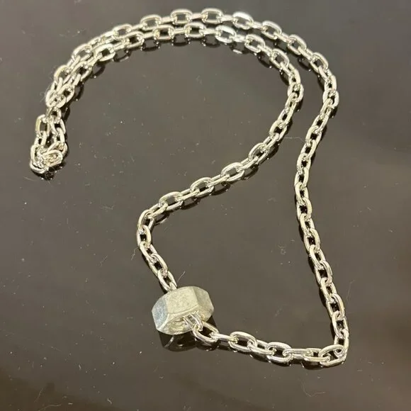 Silver Stainless Steel Strand Necklace Punk Rock Modern Gift Nuts Grunge - Picture 2 of 5